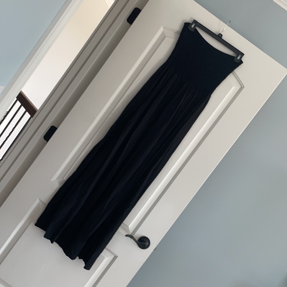 Black strapless maxi dress